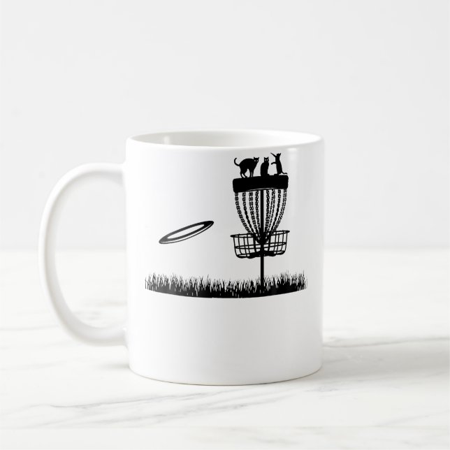 Disc Golf Basket With Cats - Disc Golfer Funny Dis Coffee Mug (Left)