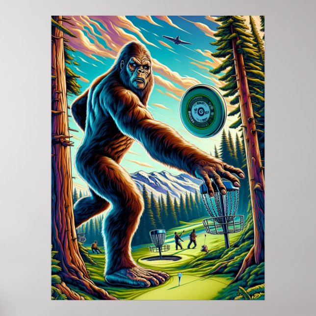Disc Golf Bigfoot in the Woods Poster (Front)