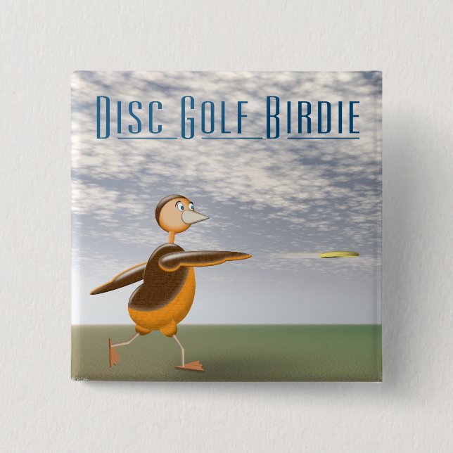 Disc Golf Birdie 15 Cm Square Badge (Front)
