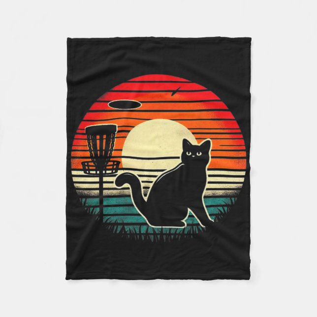 Disc Golf Cat Funny Cat Disc Golf Graphic Tee For  Fleece Blanket (Front)