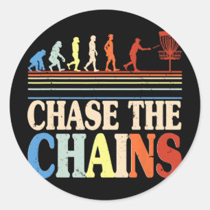 Disc Golf Chase The Chains  Classic Round Sticker