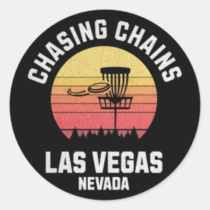 Disc Golf Chasing Chains Las Vegas Nevada Golf Fri Classic Round Sticker
