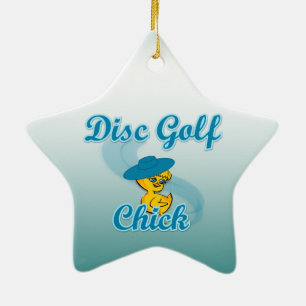 Disc Golf Chick #3 Ceramic Tree Decoration