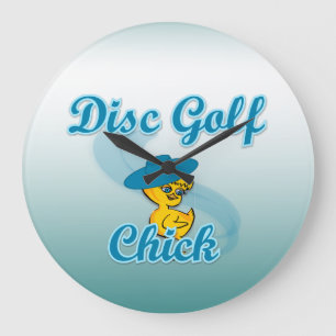 Disc Golf Chick #3 Large Clock