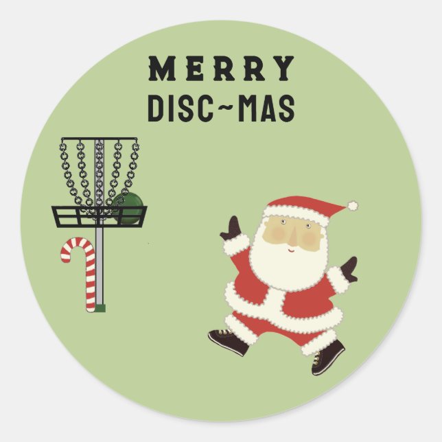 Disc Golf Christmas Classic Round Sticker (Front)