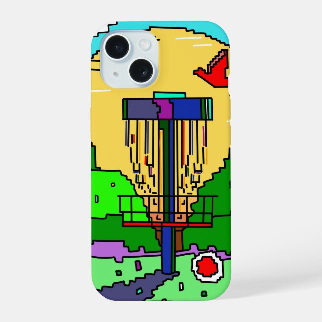 Disc Golf Course Summer Sunshine iPhone 15 Case (Back)