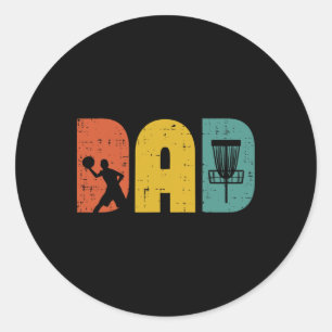 Disc Golf Dad Retro Frisbee Frolf Fathers Day Dadd Classic Round Sticker