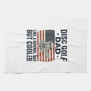Disc Golf Dad Vintage Flag Funny Shirt Design_1 Tea Towel