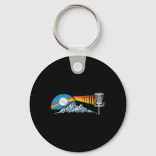 Disc Golf Distressed Mountains And Sun 80s Vintage Key Ring