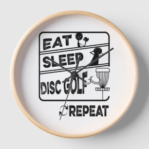 Disc Golf Eat Sleep Repeat Clock