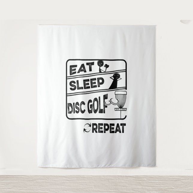 Disc Golf Eat Sleep Repeat Tapestry (Front)