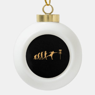 Disc Golf Evolution Ceramic Ball Christmas Ornament