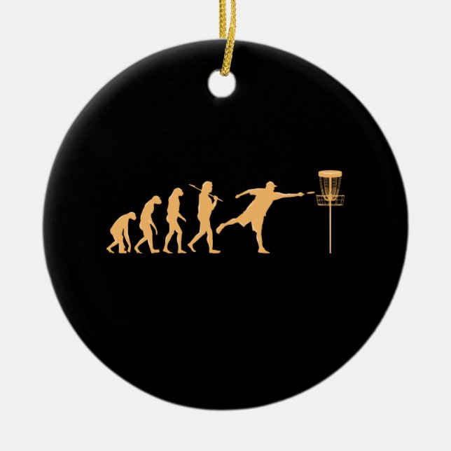 Disc Golf Evolution Ceramic Tree Decoration (Front)