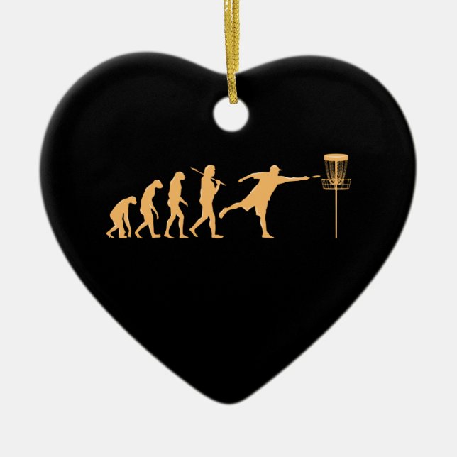Disc Golf Evolution Ceramic Tree Decoration (Front)