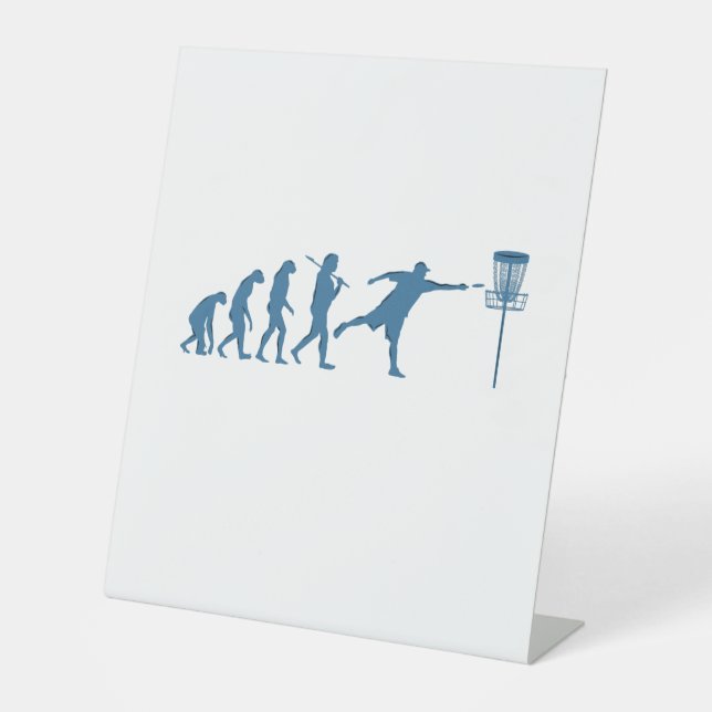 Disc Golf Evolution - Fun Gift for Disc Golfer Pedestal Sign (Front)