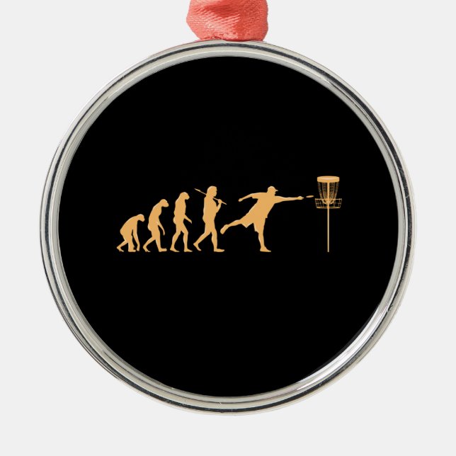 Disc Golf Evolution Metal Tree Decoration (Front)