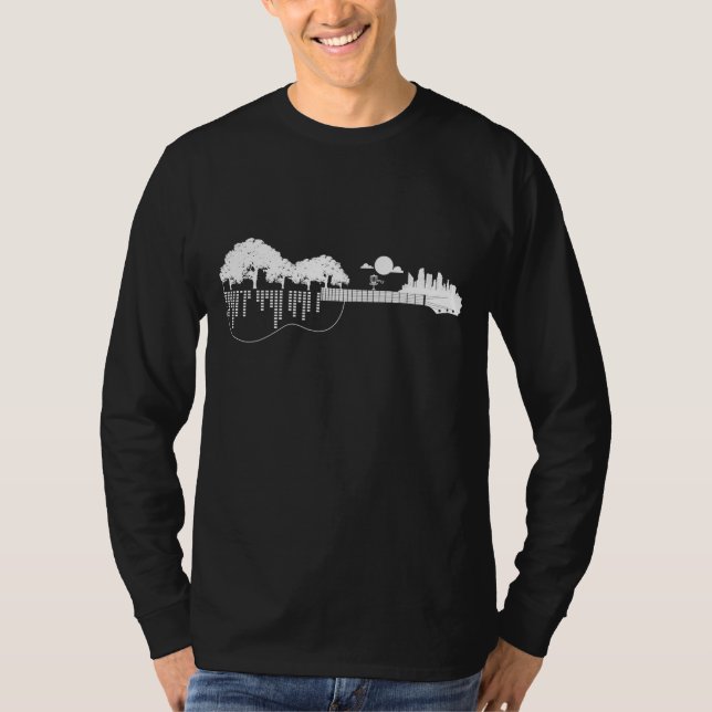 Disc Golf Flying Disc Disc Golf Sunset Guitar T-Shirt (Front)