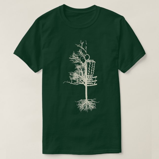 Disc Golf Frisbee Basket Tree Funny T-Shirt (Design Front)