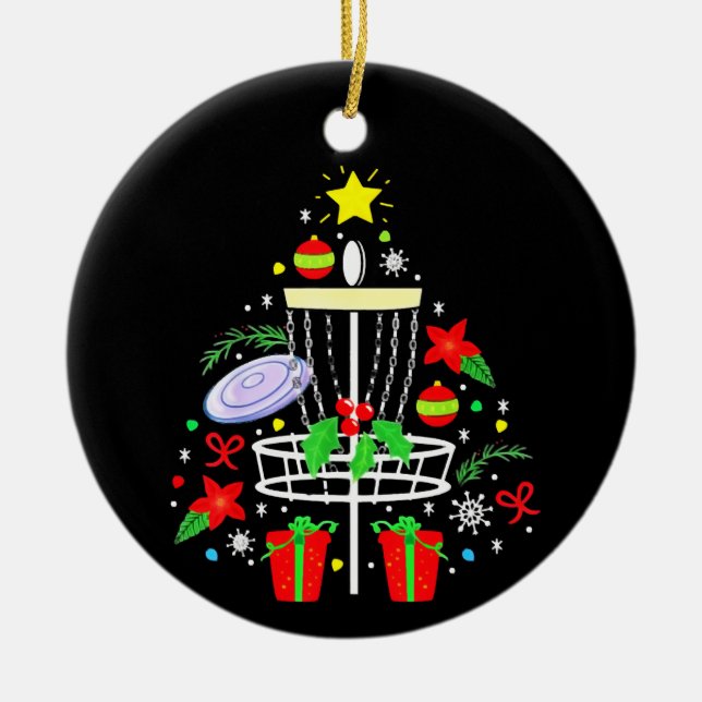 Disc Golf Frisbee Christmas Ornament Tree Funny (Front)