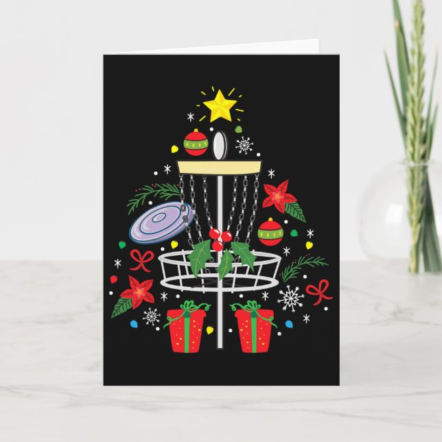 Disc Golf Frisbee Christmas Ornament Tree Funny Gi Card (Front)