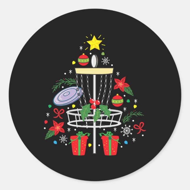 Disc Golf Frisbee Christmas Ornament Tree Funny Gi Classic Round Sticker (Front)