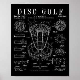 Disc Golf Frolf Frisbee Sket Vintage Patent Drawin Poster