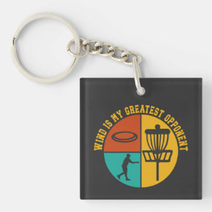 Disc Golf Funny Design Retro Disc Golf Key Ring