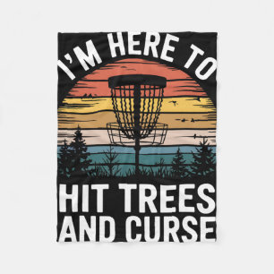 Disc Golf Funny Hit Trees And Curse Retro Disc Gol Fleece Blanket