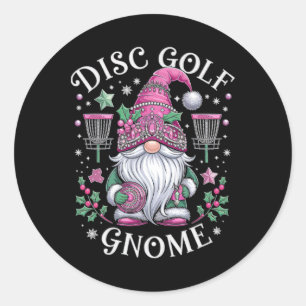Disc Golf Gnome Christmas Spirit Fun Holiday Vibes Classic Round Sticker