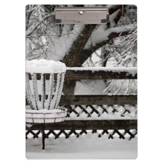 Disc Golf Goal Post in Snow Clipboard