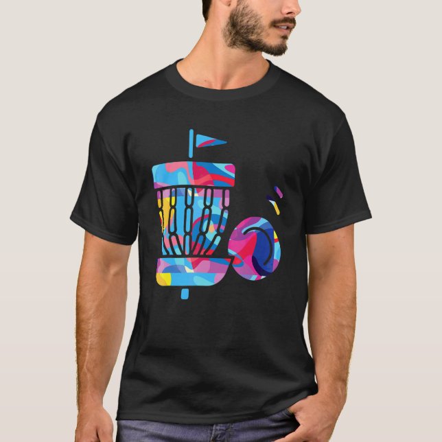 Disc Golf Golf Player Colourful Graphic T-Shirt (Front)