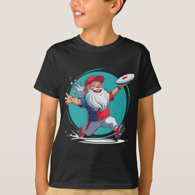 Disc Golf Grandpa – Dynamic Turquoise Circle Throw T-Shirt (Front)