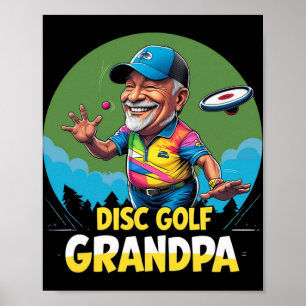 Disc Golf Grandpa – Green Dge Cap-throw Retro  Poster