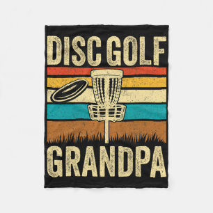 Disc Golf Grandpa - Retro Style Vintage Disc Golf  Fleece Blanket