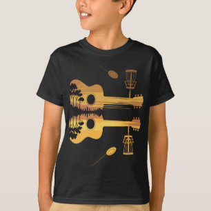 Disc Golf Guitar Sunset Nature Reflection Player G T-Shirt