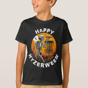 Disc Golf Halloween Disc Golfer Skeleton Hyzerween T-Shirt