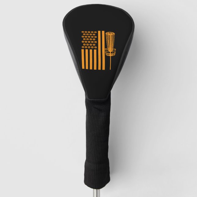 Disc Golf Halloween USA FLAG For DISCGOLF PLAYER Golf Head Cover (Front)