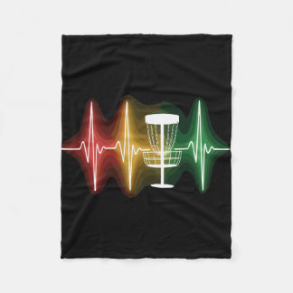 Disc Golf Heartbeat Ekg Line Retro Golf Player  Fleece Blanket