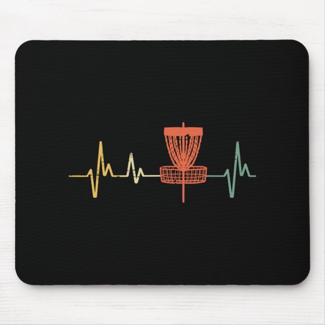 Disc Golf Heartbeat Love Frisbee Frolf Sports Wome Mouse Pad (Front)