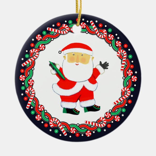 Disc Golf Holiday Gift Ceramic Tree Decoration (Front)