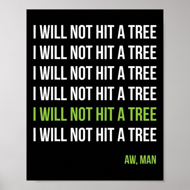 Disc Golf I Will Not Hit A Tree Aw Man Hole In One Poster (Front)