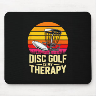 Disc Golf Is My Therapy Retro Sunset Frisbee Mouse Pad