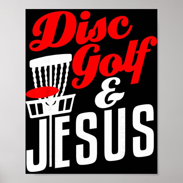 Disc Golf Jesus Christian Funny Golfing Golfer  Poster (Front)