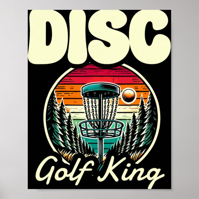 Disc Golf King Retro Forest Sunset  Poster (Front)