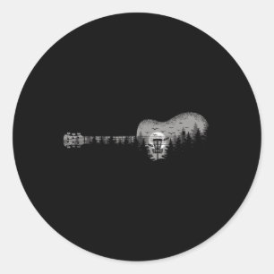 Disc Golf Landscape Trees Guitar Men Women Classic Round Sticker