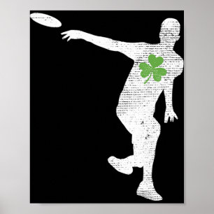Disc Golf Lovers Green Shamrock Leaf St Patricks D Poster