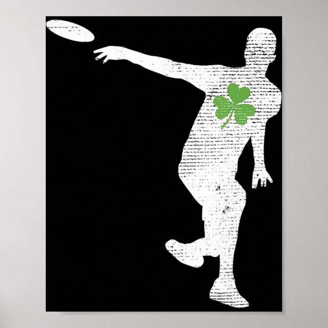 Disc Golf Lovers Green Shamrock Leaf St Patricks D Poster (Front)