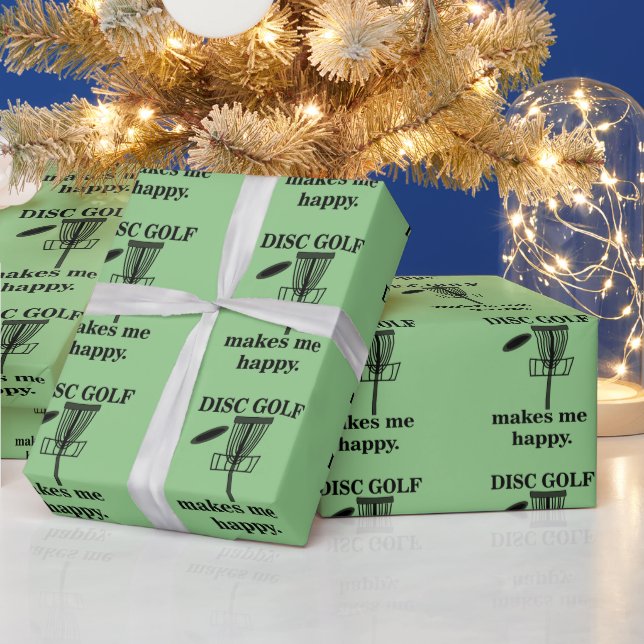 Disc Golf Makes Me Happy Disc Golf Wrapping Paper (Holidays)