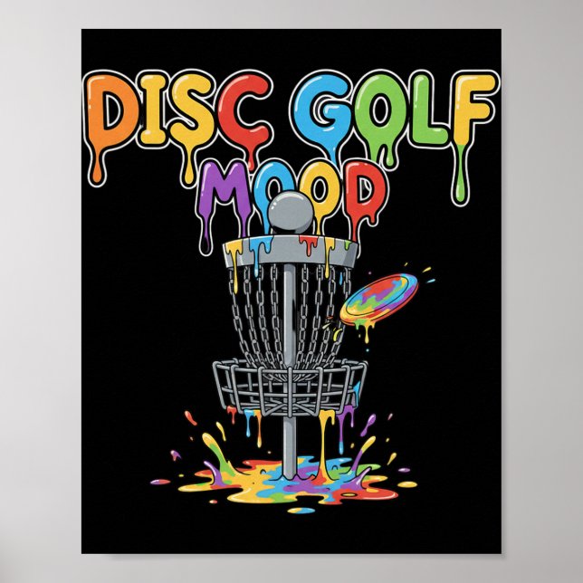 Disc Golf Mood Rainbow Splash Disc Sket  Poster (Front)