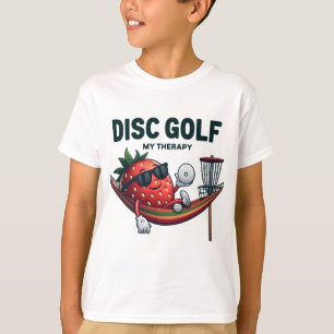 Disc Golf: My Therapy - Funny Cartoon Strawberry T-Shirt